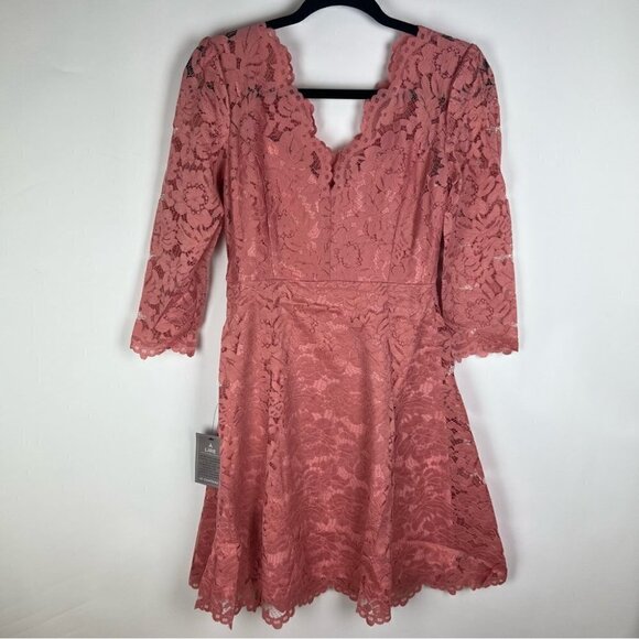 NWT-Le Chateau, Women’s Formal Scallop Lace Fit & Flare Mini Dress-Peach. Size:S - Picture 13 of 15